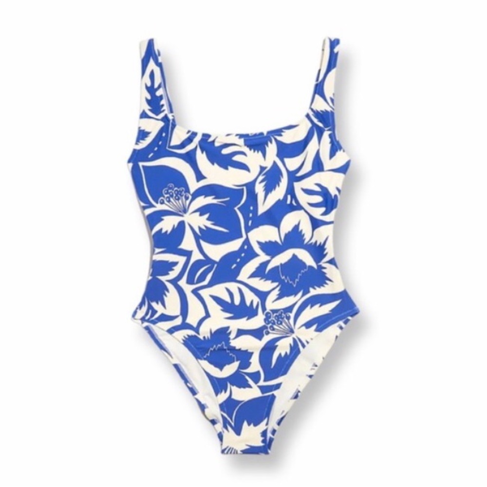 NWT Madewell Second Wave Square-Neck Tank One-Piece Swimsuit Tropicale Floral S